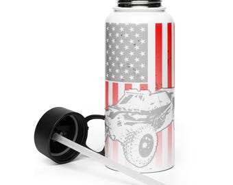 Military Veteran RC Enthusiast Stainless Steel Water Bottle with Straw Lid - Durable Hydration Gift