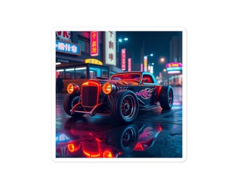 Vintage Hot Rod Night Life Sticker – Classic Car Racing Decal