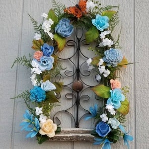 Wall Décor, Decorated Rustic Wood & Metal Window Frame, House Warming Gift, Birthday Gift