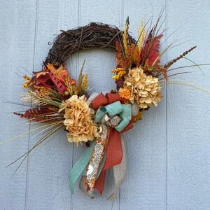 Fall Wreath for Front Door, Thanksgiving Décor, Farmhouse Wreath, Mantle Wreath, Fall Door Hanger, Fall Grapevine Wreath, Porch Décor
