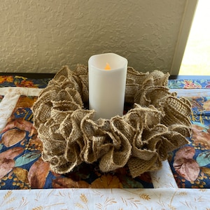 MinI Wreath or Candle/Table Decor, Burlap Wreath, Farmhouse Wreath,