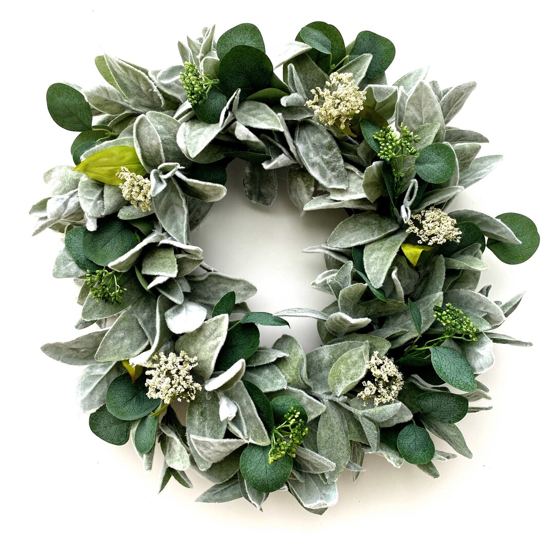 Year Round Lamb’s Ear and Eucalyptus Wreath, Year Round Greenery Wreath ...