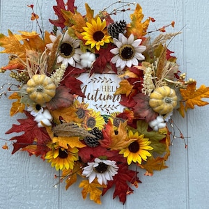 Thanksgiving Wreath for Front Door, Thanksgiving Décor Farmhouse Wreath, Mantle Wreath, Fall Door Hanger, Fall Grapevine Wreath, Porch Décor