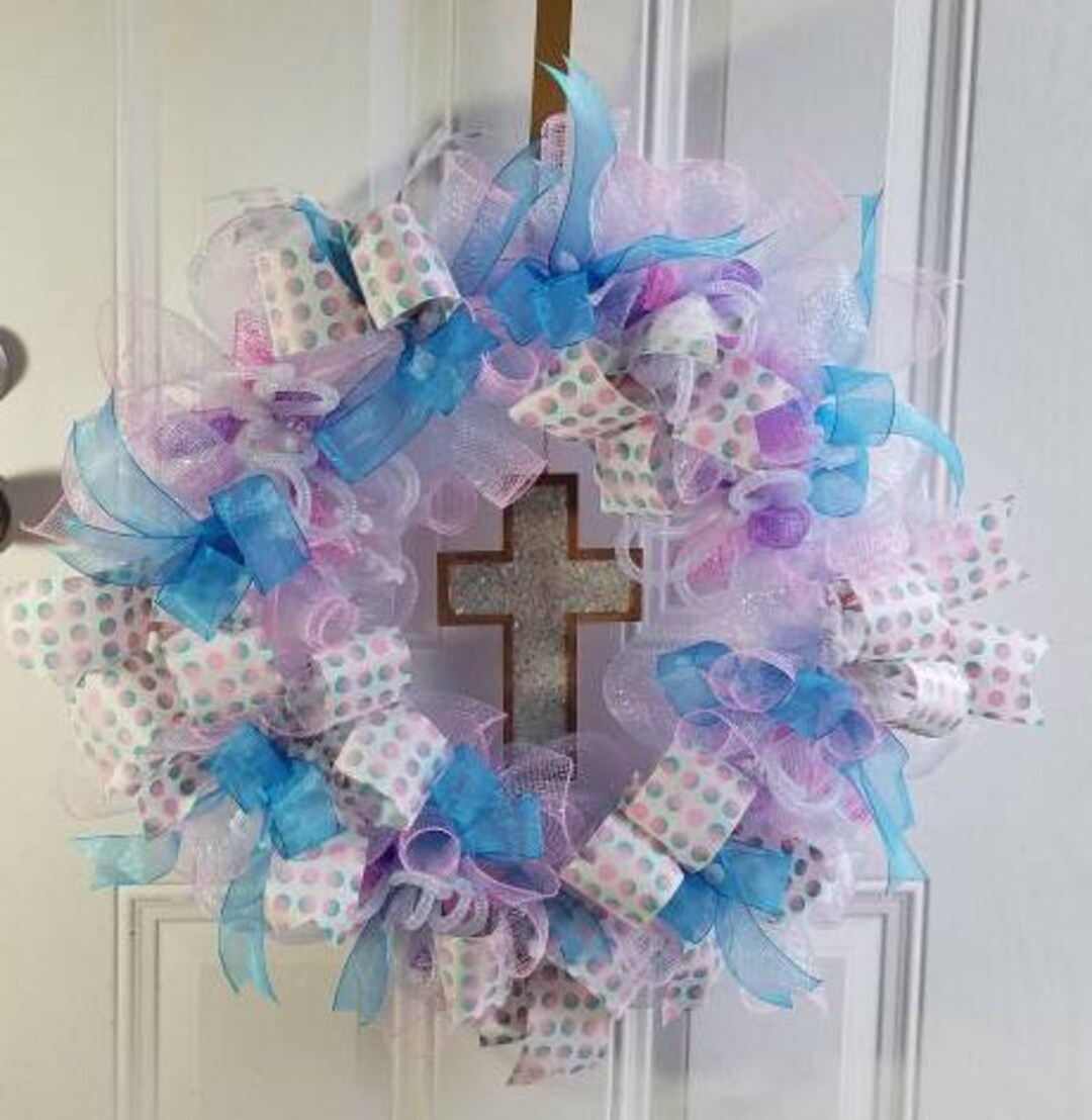 Couronne de maille pastel, couronne de tous les jours, couronne de