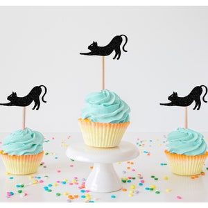 Cat Cupcake Toppers, Kitty Cupcake Toppers, Cat Food Picks, Kitty Party Decor, Cat Birthday Decorations, Halloween Cupcake Toppers, Kitten
