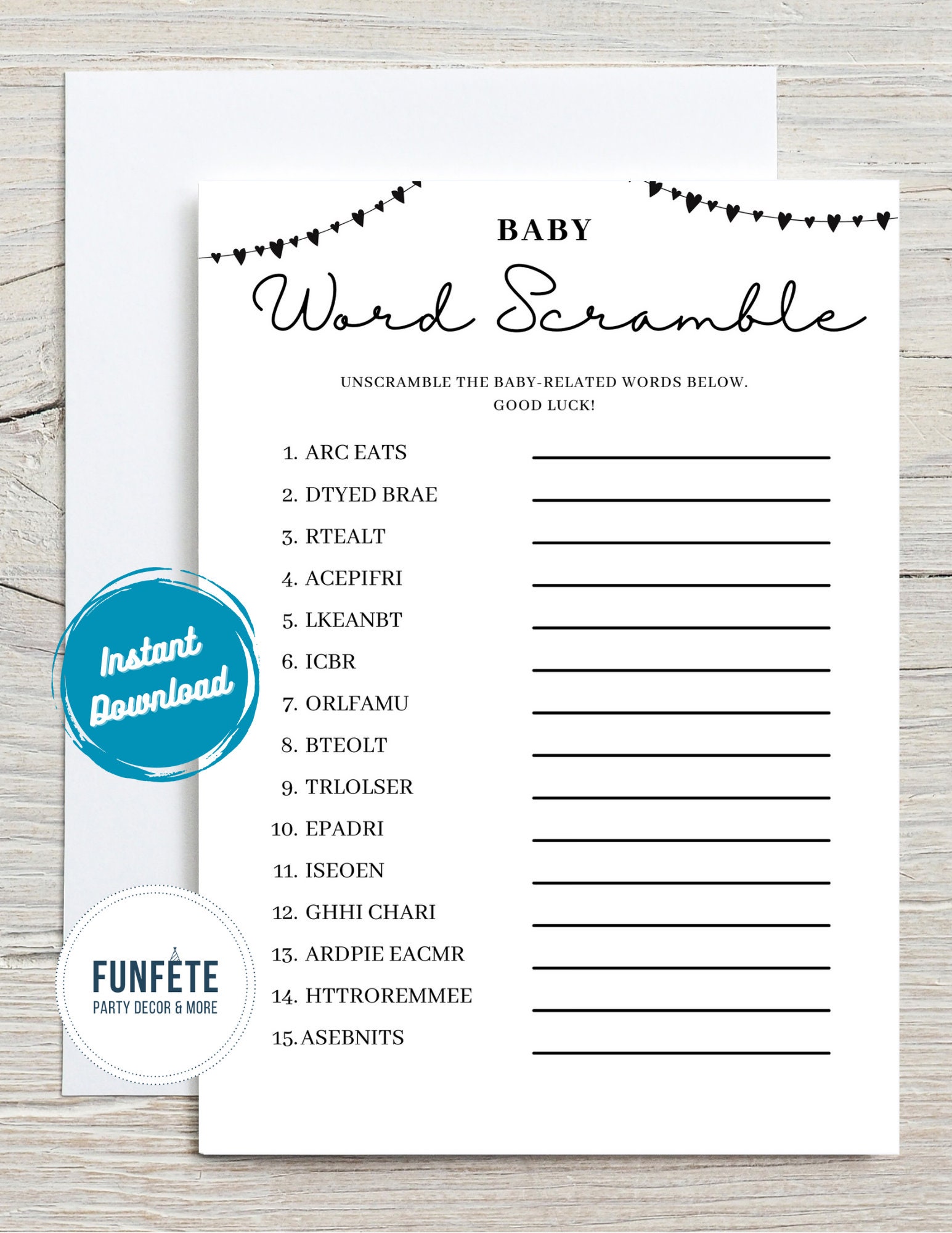 Printable Word Scramble Baby Shower Game With Answer Key, Instant ...