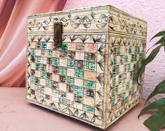 Vintage Bone Inlay Holzbox | Holzkiste mit Knochen Inlay bemalte Arbeit| Traditionelle Erinnerungsbox