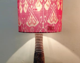 Handcrafted Reclaimed Wood Lamp Base: Engraved White Lines, Rustic Decor