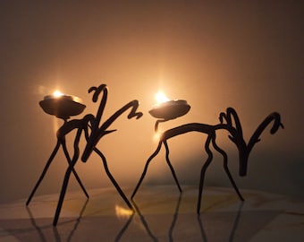 Wrought Iron Deer tea light Christmas / Diwali decorations by Tribal artists of India
