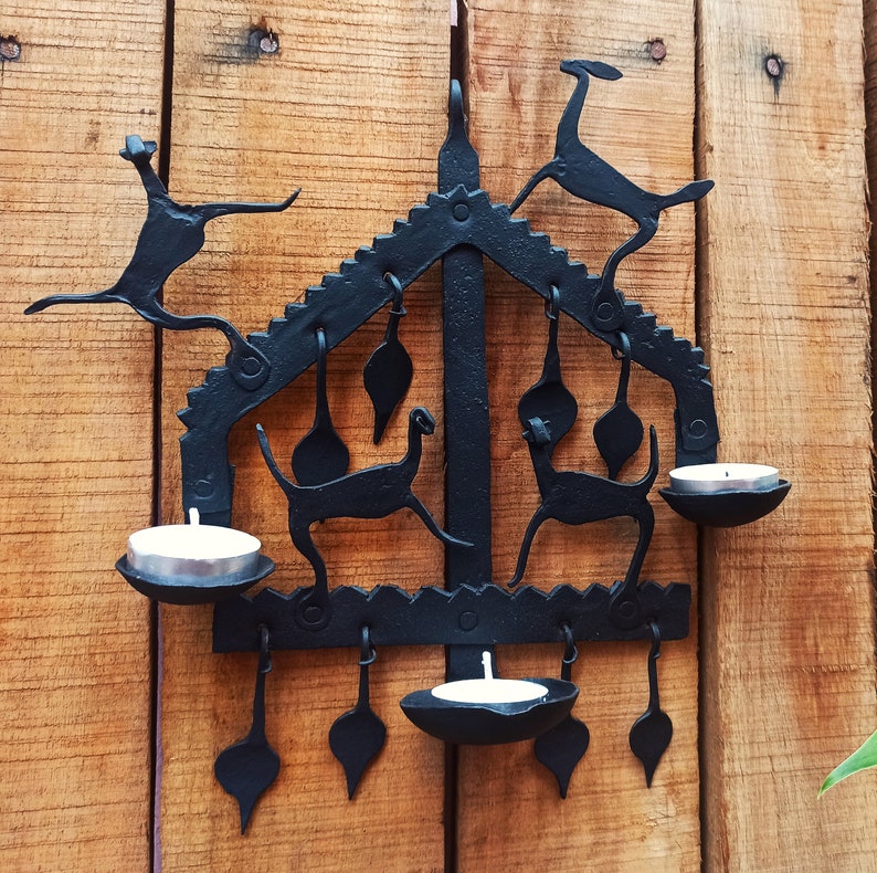 Wrought Iron Wall Hanging Candle Holder Metal Wall Decor Etsy