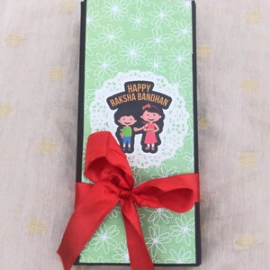 Customized Rakhi gift hamper for brother with Roli Chawal, hand kerchief and chocolate | Handmade with love | Can add  photos and message