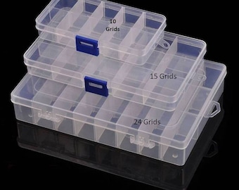 1 Piece Container Plastic Box 25/15/10 Grids Or Compartments Adjustable Craft Organizer Jewelry Bead Storage Boxes & Bins Clear