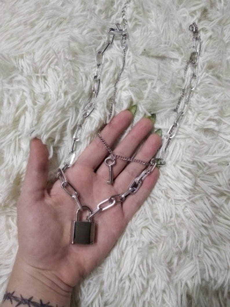 lock and key necklace chain eboy egirl necklace