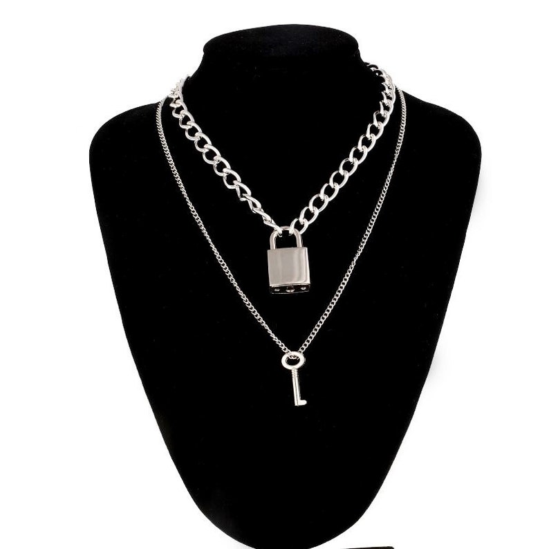 lock and key necklace chain eboy egirl necklace