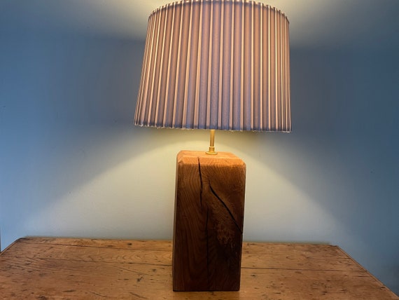 Table Lamp of solid French Oak (wooden base = 27cm tall)