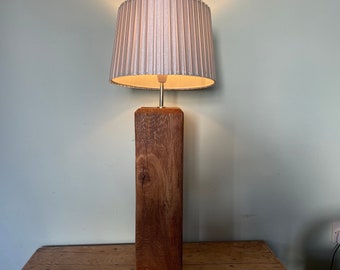 Tall Table Lamp of solid Oak (wooden base = 53cm tall)