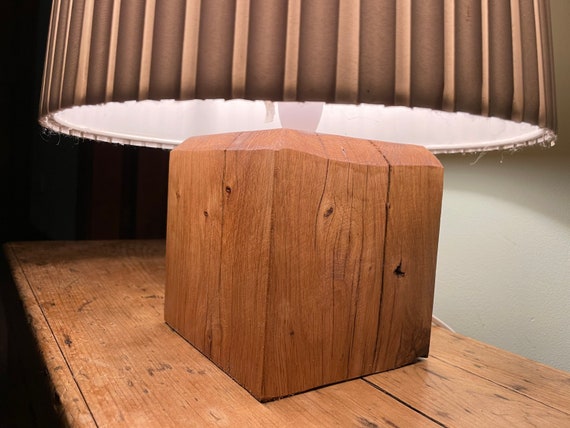 Table Lamp of solid French Oak (wooden base = 15cm tall)