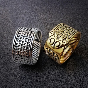 Sewing Thimble Finger Protector,Antique Silver Metal Ring Thimble,Adjustable Finger Thimble,Needlework Finger Protectors for Hand Sewing