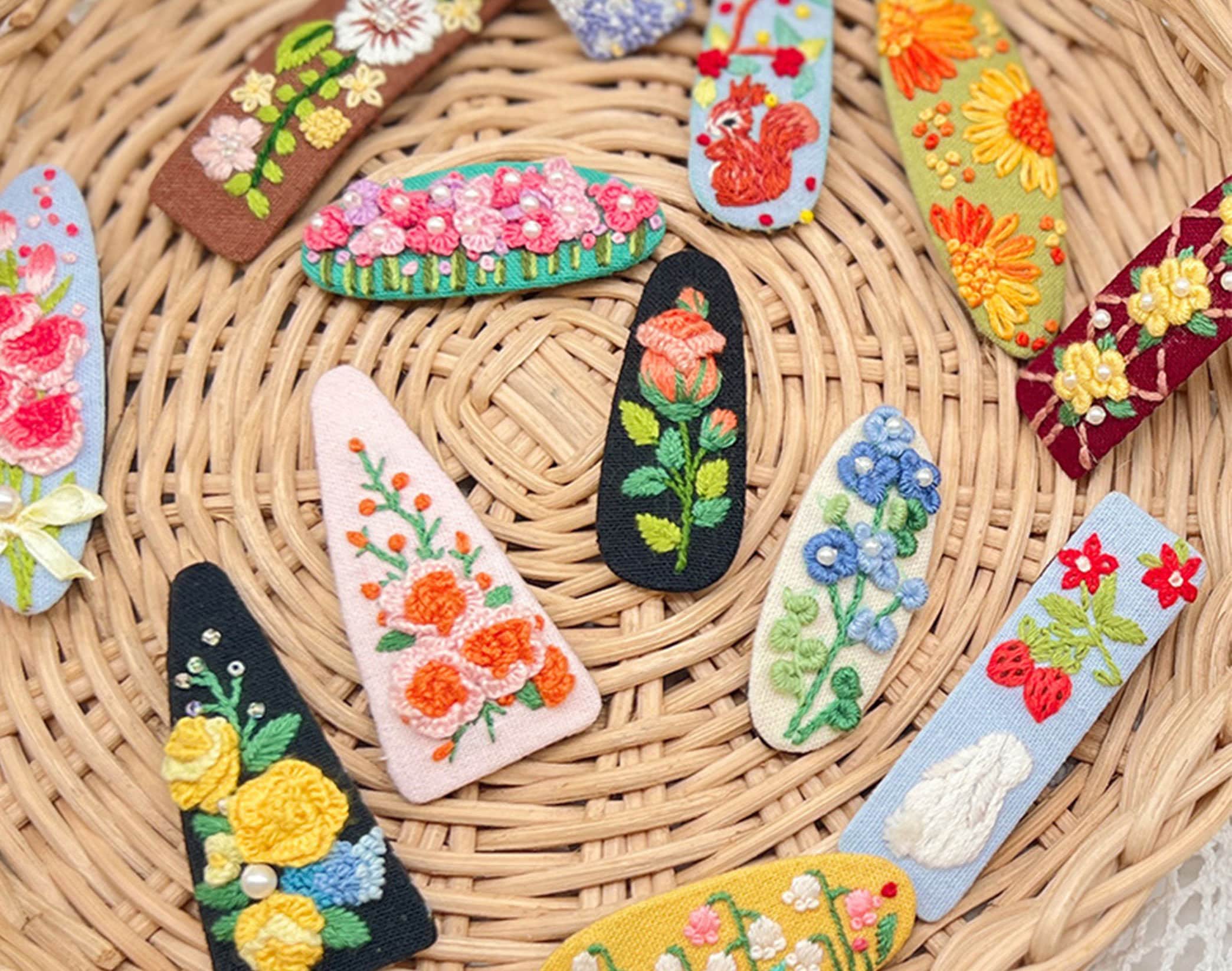 Floral Embroidery Hair Clip Kit,hand Embroidery Flower Complete