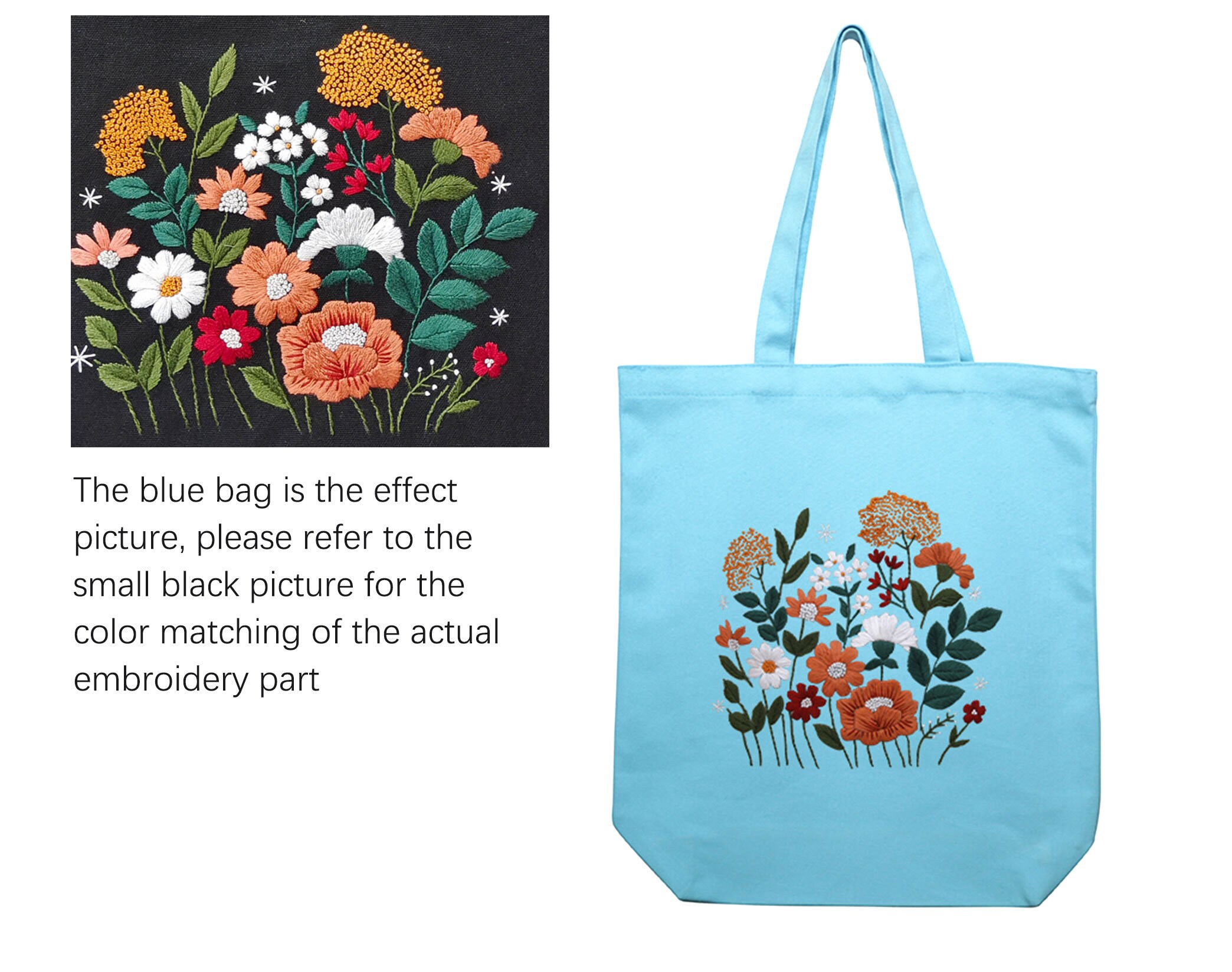 This black cotton tote bag was just perfect and inspiring for some embroidery. The canvas was so thick that I wasn't able to stitch sashiko flowers as I had planned. So perhaps