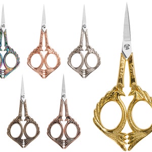 Tijeras artesanales pequeñas portátiles/tijeras de bordado artesanales antiguas con patrón de fénix 3d/pequeños recortes de dormitorio/regalo para amantes de las manualidades/ella/mamá