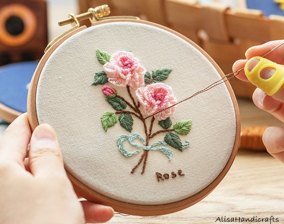 DIY Embroidery Kit Beginner,beginner Embroidery Kit,flowers Embroidery  Kit,embroidery Designs Flowers,embroidery Hoop Wall Art Kit 