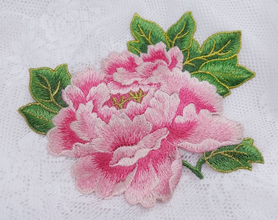 牡丹刺繍パッチ、バックパック、ジャケット、ドレス、洋服 牡丹刺繍パッチ、バックパック、ジャケット、ドレス、洋服