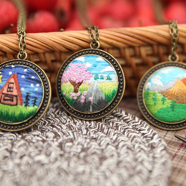 Embroidery Pendant Kit Etsy