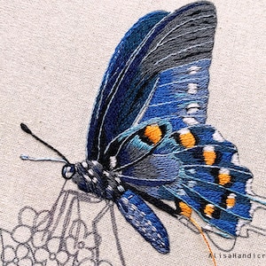 Realistic Hand Embroidery Butterfly Kit, Lifelike Insect Embroidery Kit, Unique embroidery Design, DIY Advanced Embroidery Pattern-8 Inch