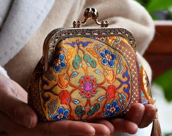 Sac à fermoir baiser rétro – Kit de pochette à armature métallique à monter soi-même ou déjà fini, fournitures de couture pour projets de sacs vintage, style chinois