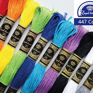 Royalbroderie 482 Colors Embroidery Floss, High Quality Pure Cotton Cross Stitch Hand Embroidery Thread, Matches DMC Floss-8 Meters 1 Skein