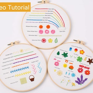 Embroidery Starter Kit w/ Floral Pattern and Instructions - Cross Stitch Kit
