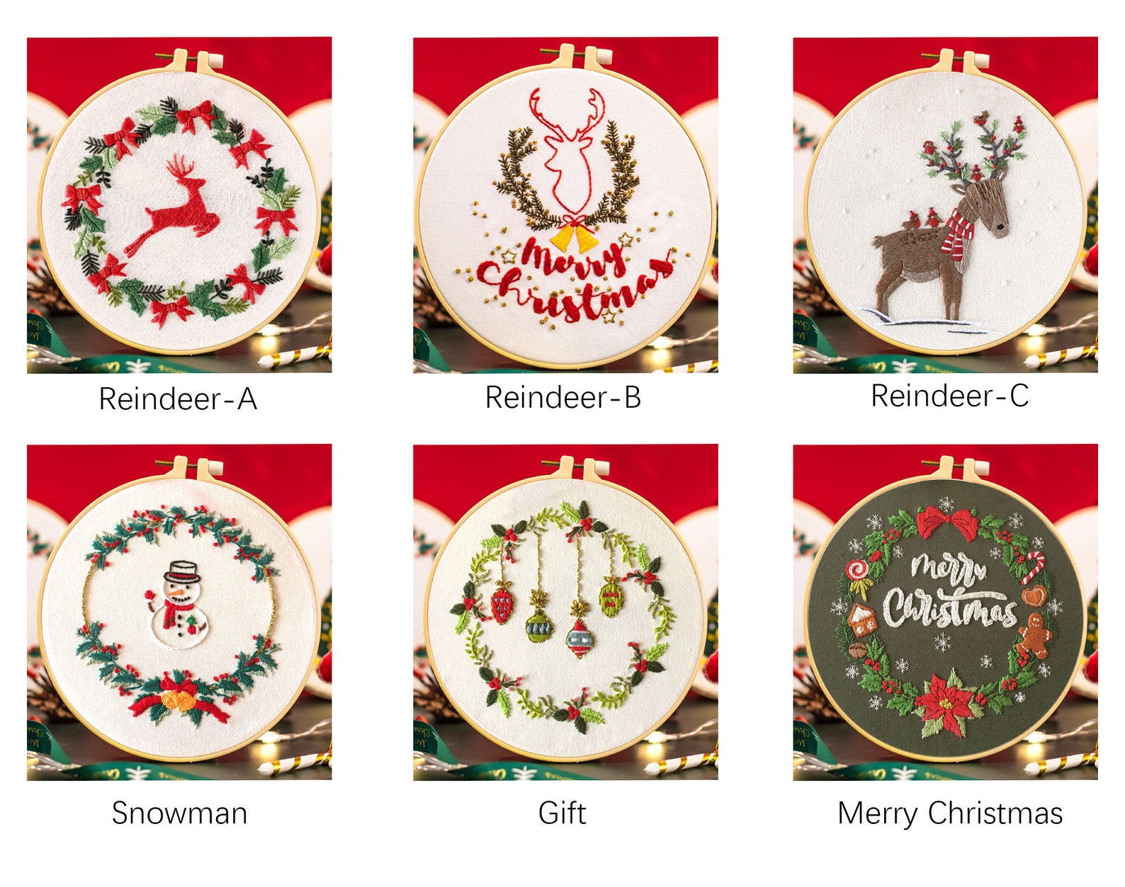 Christmas Wreath Embroidery Full Kit for Beginner, DIY Craft Kit Adult