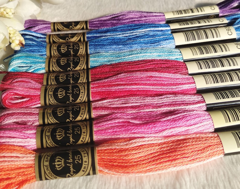 R Multicolor Embroidery Thread Variegated Embroidery Floss Etsy