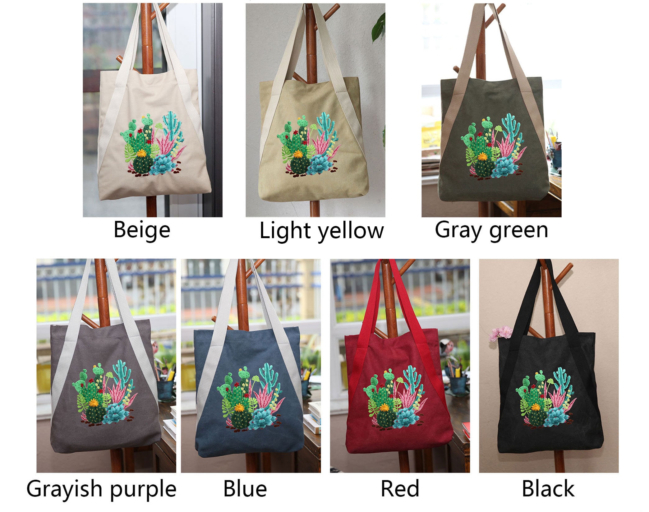 Embroidery Bag for Women Organizer Bag Embroidery Projects Sewing Cross  Girls Gift with Flower Pattern Tote Bag for Adults , Type B