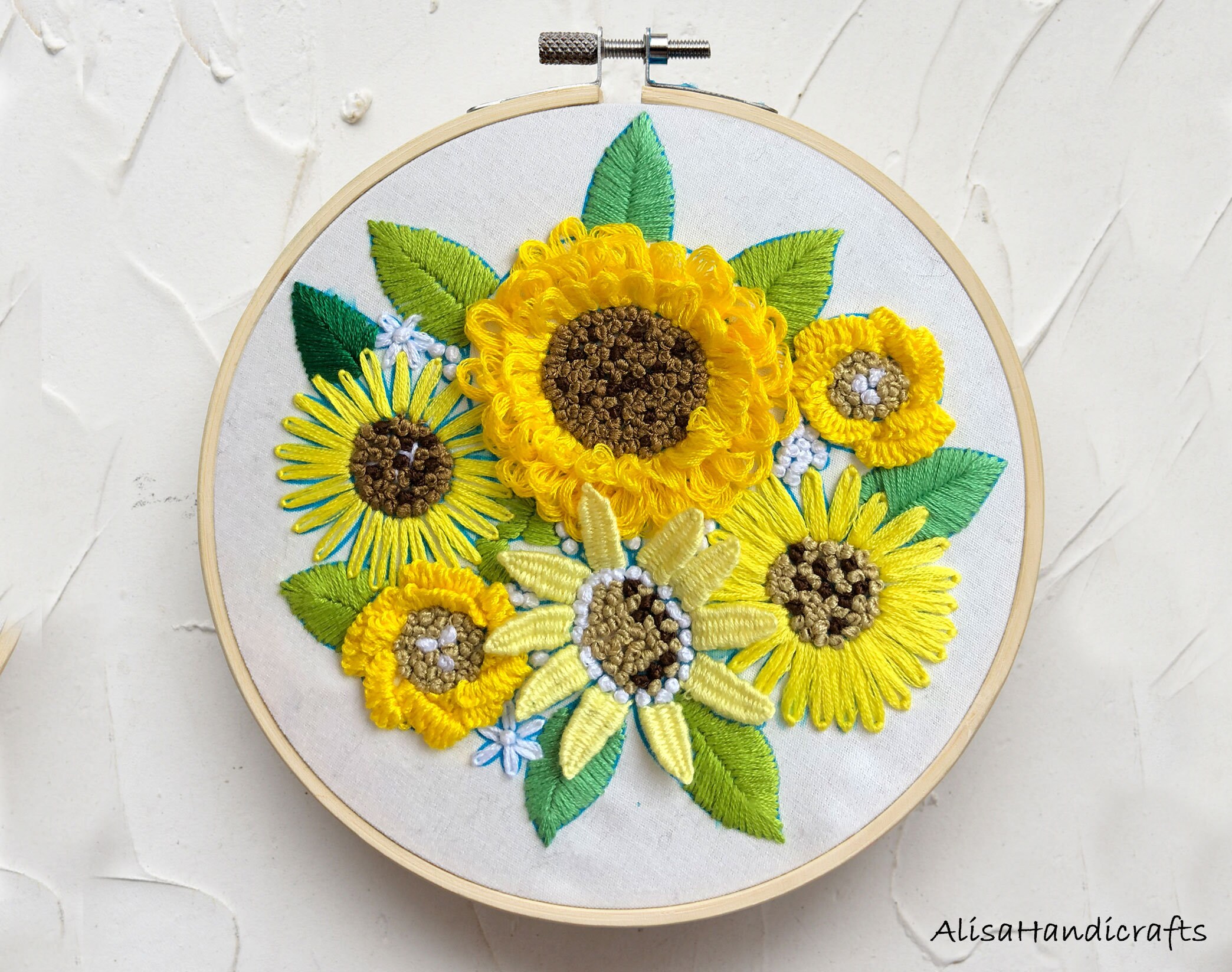 Beginner Embroidery Sunflower Full Kit Creative Floral Etsy