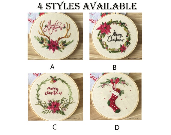 Kit De Broderie De Noël Pour Débutants Projet D'Artisanat Adulte DIY Avec Motif De Cerceau Complet Aiguilles Et Fil Inclus Ensemble Complet