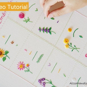 Embroidery Basic Stitch Kits, Hand Embroidery Stitches Sampler for Beginners, Learn to Embroider Flowers - 18 Stitches