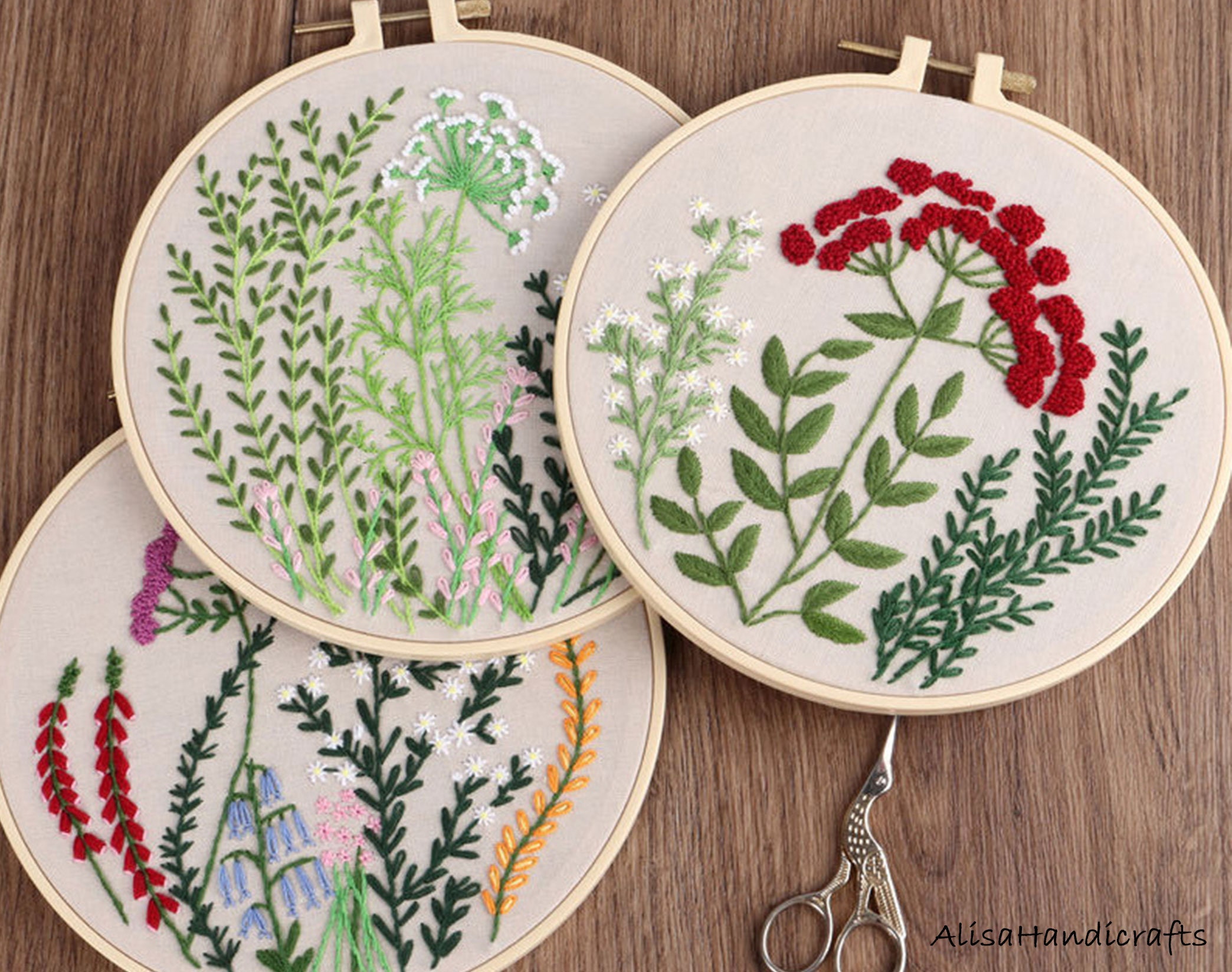 Beginner Embroidery Full Kit Wildflowers Floral Natural - Etsy