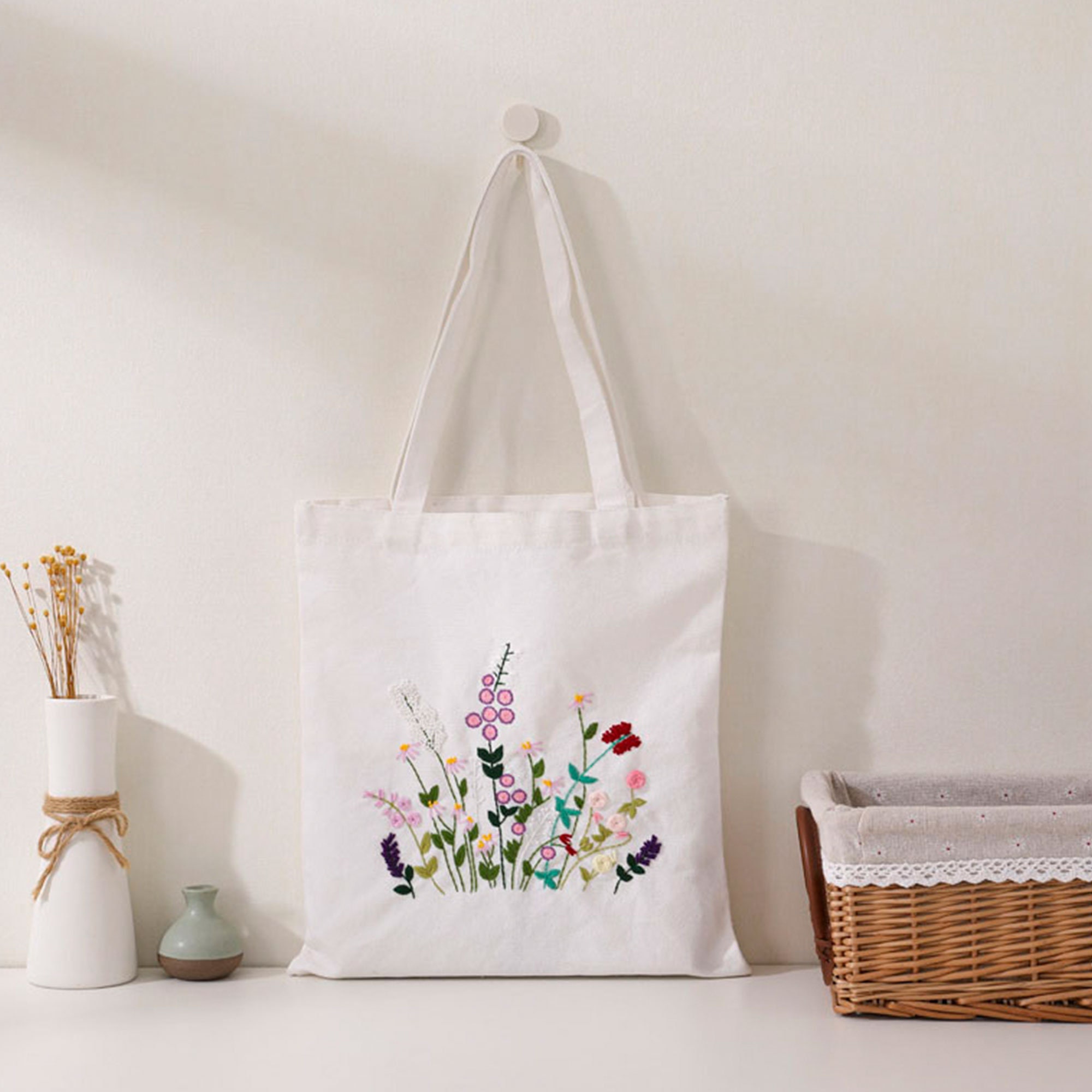 Kit Ricamo Punto Croce Per Borsa Tote - Motivo Albero, Con Cerchio, Filo E Istruzioni - Foto 7