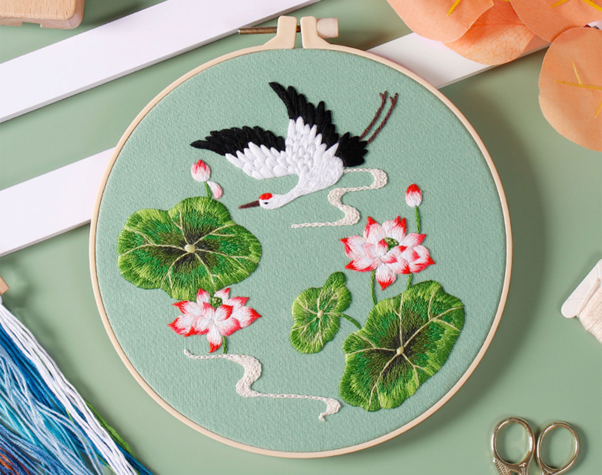 Fairy Crane Embroidery Kits for Beginners Landscape Embroidery English  Manual