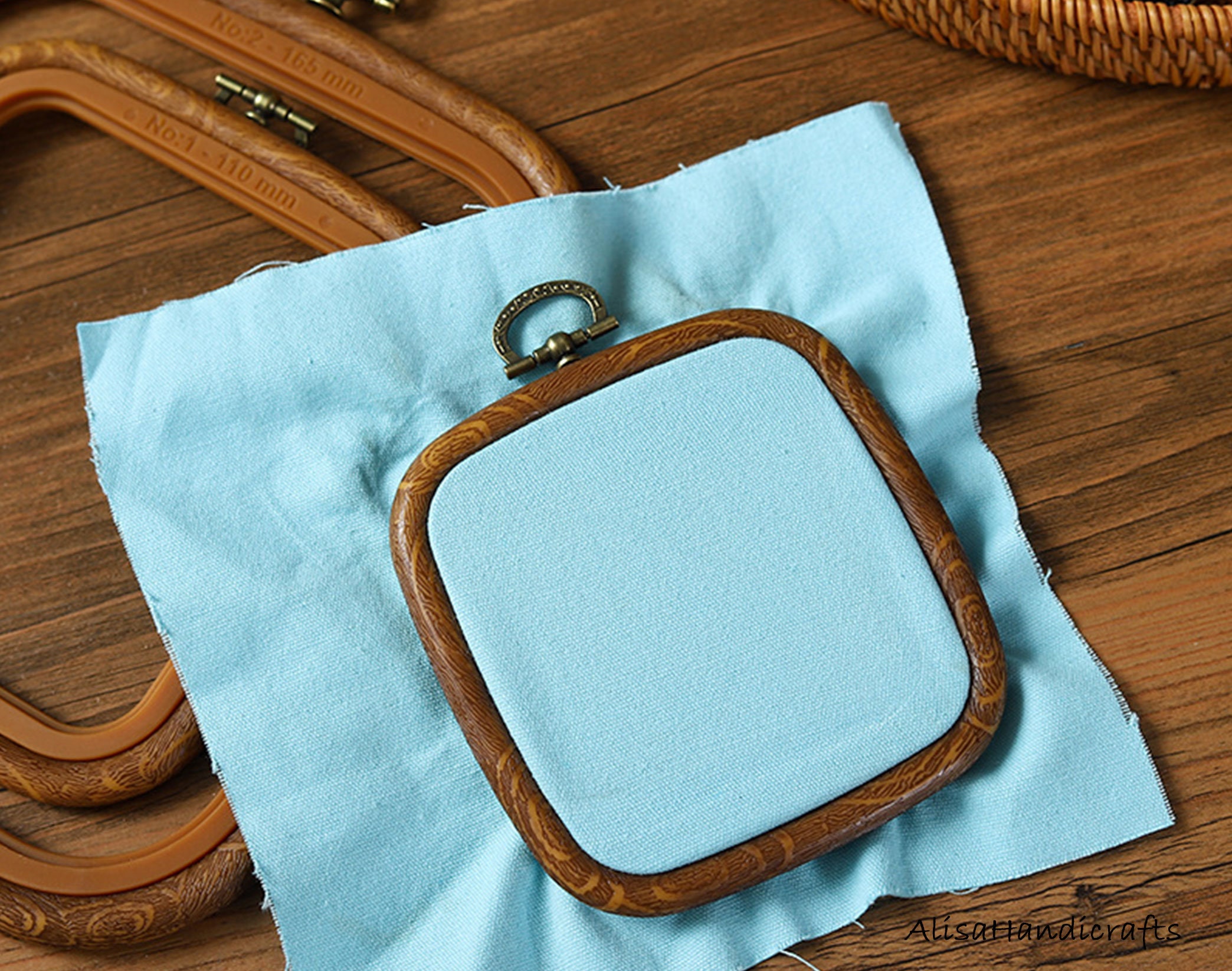 Square Embroidery Hoop Retro Flexible Hoop Imitation Wood Etsy