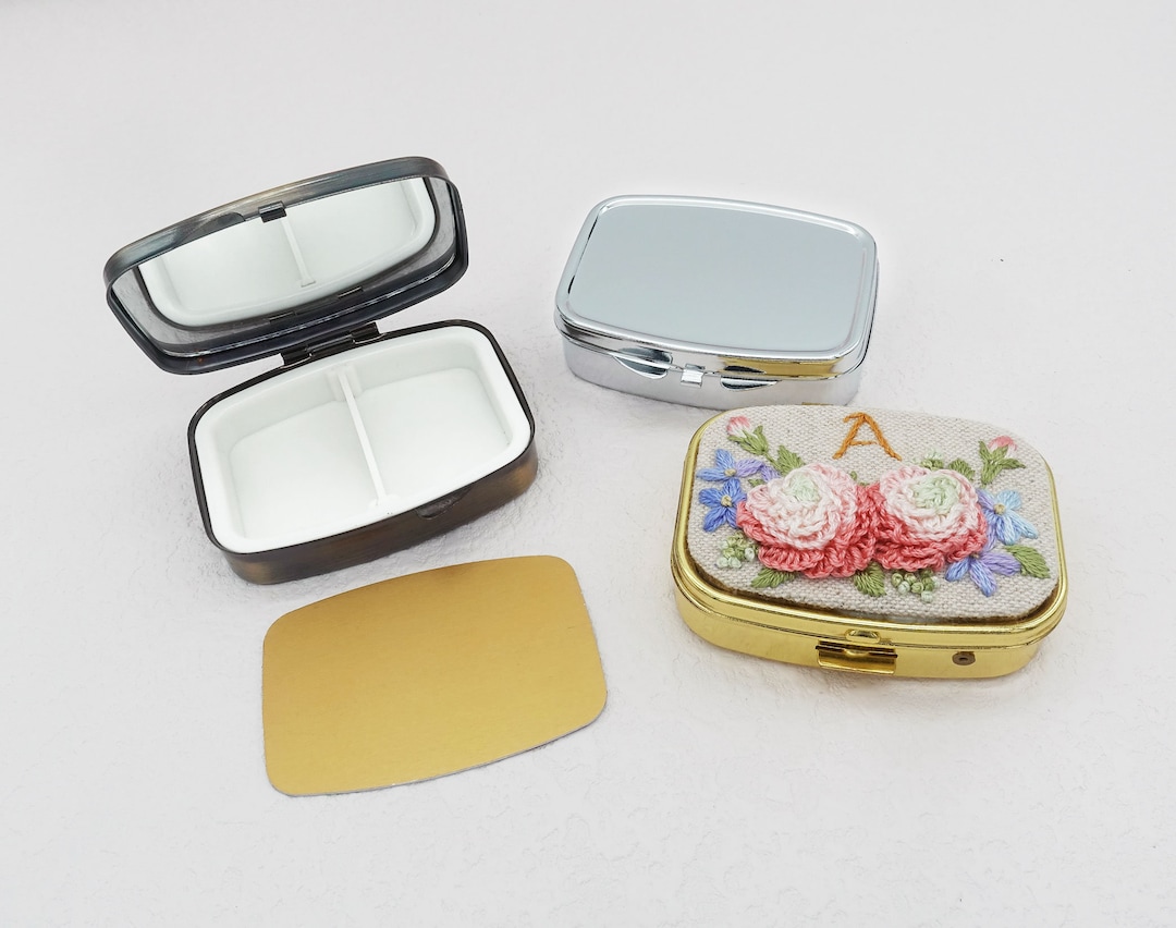 ポータブルピルボックス/ジュエリーボックス 手刺繍用ブランクベース