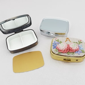 Portable Pill Box/Jewelry Box Blank Base Setting for Hand Embroidery/ Metal Small Box Bezel Tray/Embroidery Handicraft Making/DIY Gift Idea