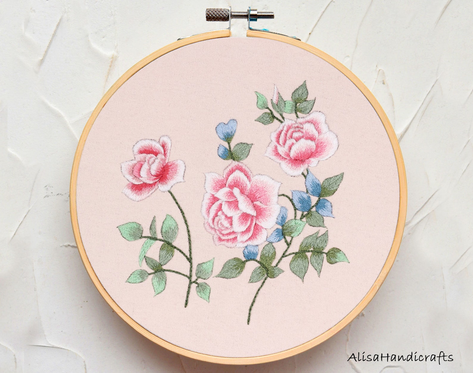 Hand Embroidery Rose Kit Intermediate Floral Embroidery Etsy