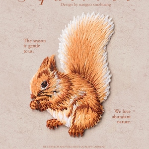 Cute Embroidered Squirrel Patch - Iron on/Sew on Embroidered Woodland Animals Patches-38x35mm