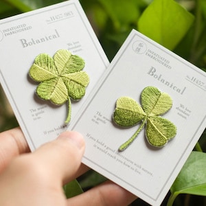 Four-leaf Clover Embroidered Patches, Green Plant Leaf Patch Sew on/iron on Decorative Applique Patches for DIY Cloth Hat Baseball