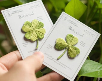 Four-leaf Clover Embroidered Patches, Green Plant Leaf Patch Sew on/iron on Decorative Applique Patches for DIY Cloth Hat Baseball