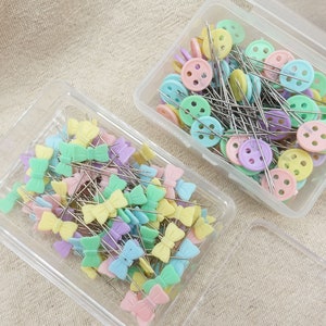 100PCS Colorful Sewing Pins, Butterfly or Button Sewing Pins/Pincushion Pins/Patchwork Pins/Gift for Quilter