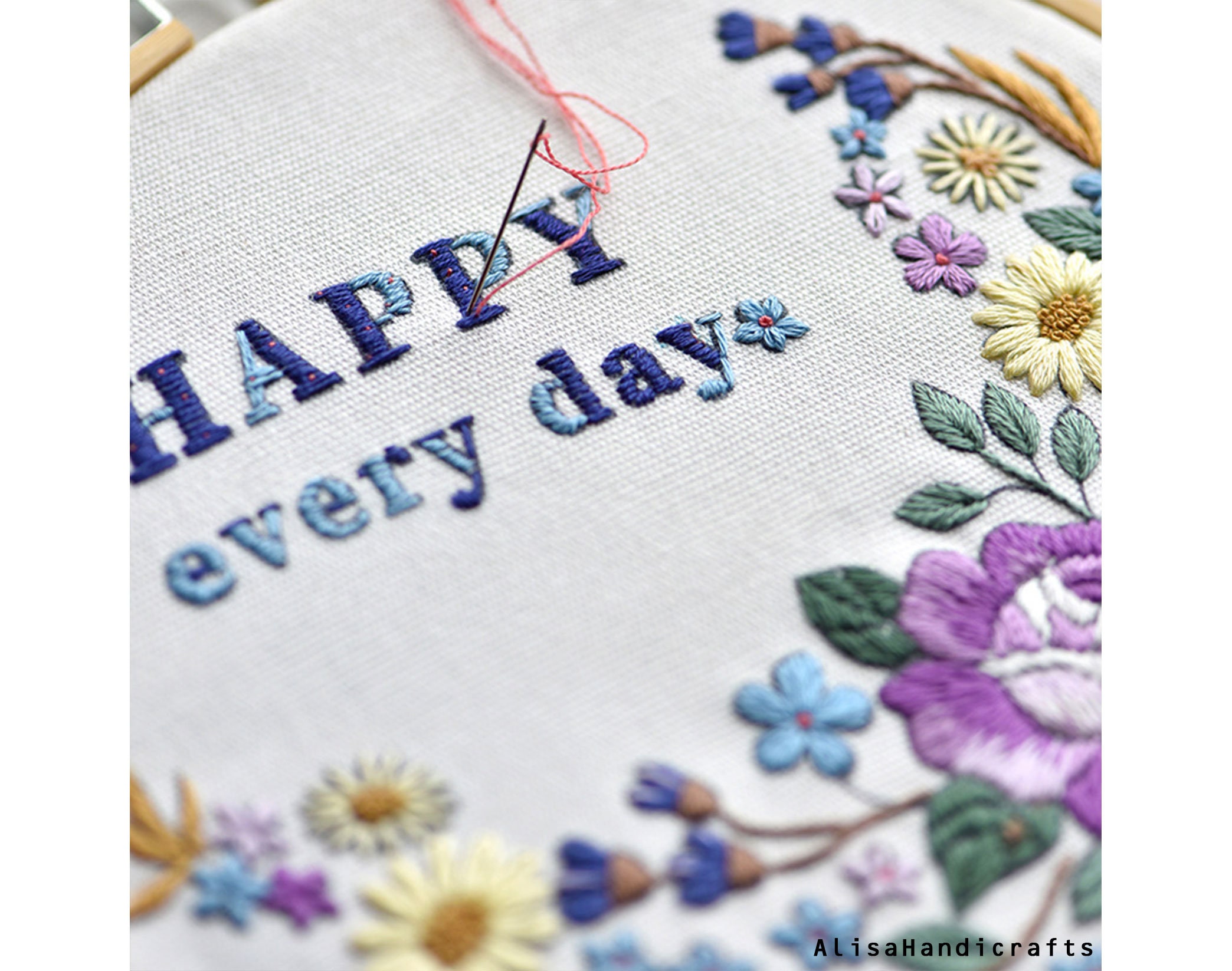 Hand Embroidery Rose Kit Flower Embroidery Pattern Modern Etsy